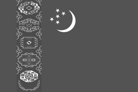 Turkmenistan flag original black and white