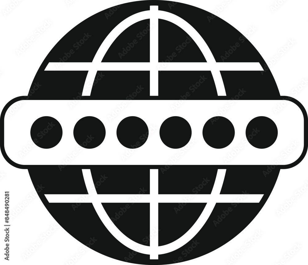 Sticker Simple icon representing a global password protection system covering a globe