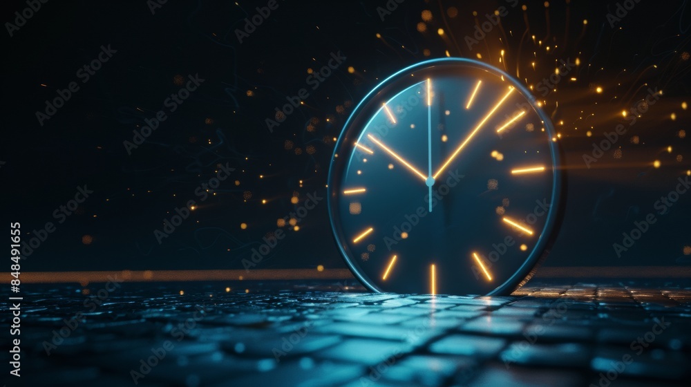 Poster a clock with the hands at the numbers 3 and 9