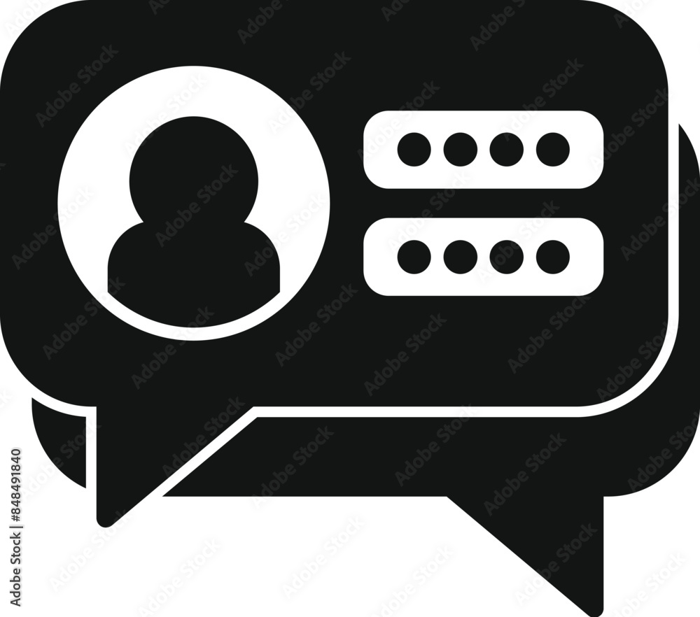 Poster speech bubble showing user login form with avatar and password