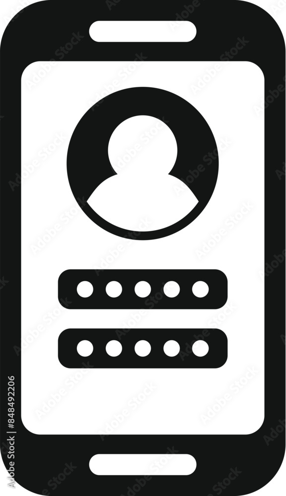 Poster simple icon of a smartphone with login screen asking for password