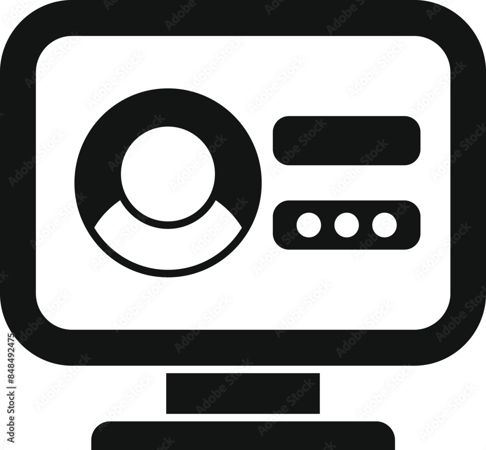 Poster icon of a computer screen displaying user profile information, including login and password details