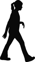 walking girl silhouette vector 