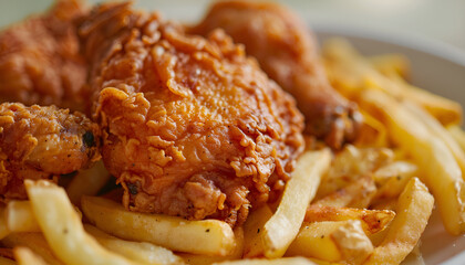 crispy chicken and chips with bright background
