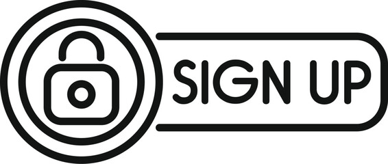 Minimalist sign up button with lock icon showing secure registration process