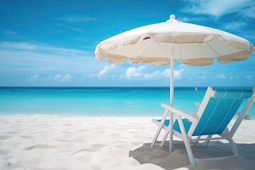 two chairs on sunny beach by the sea, vacations concept