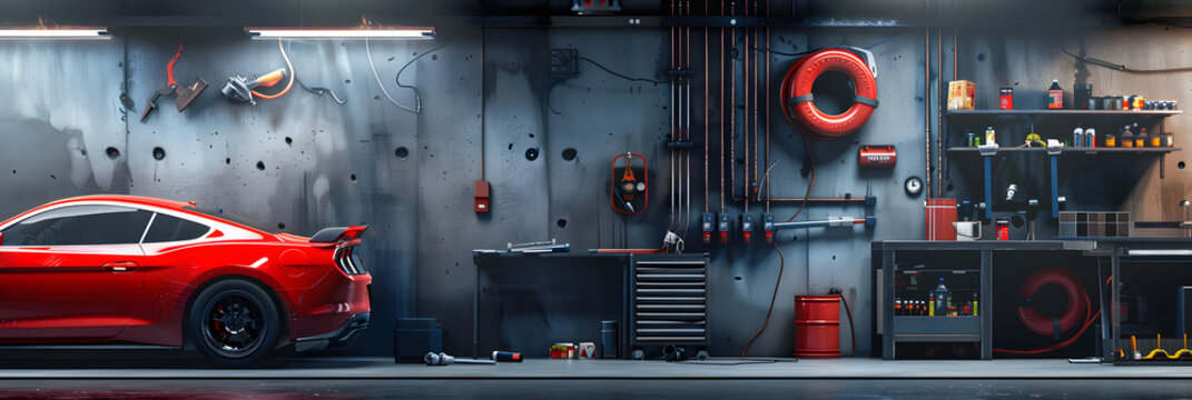 car repair advertisment background with copy space