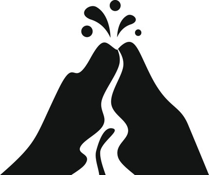 recommend clip art: Black silhouette icon of a volcano erupting lava