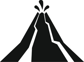 Simple black and white icon of a volcano erupting with lava © anatolir