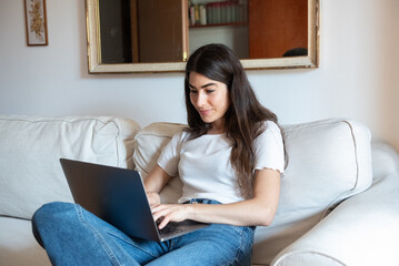 woman using laptop