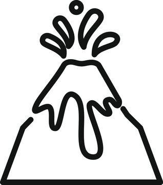 recommend clip art: Simple line art icon of a volcano erupting with lava flowing down its side