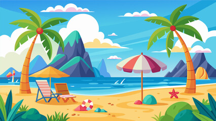 Beach Design Banner With Hello summerBeach Design Banner With Hello summer