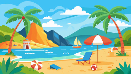 Beach Design Banner With Hello summerBeach Design Banner With Hello summer
