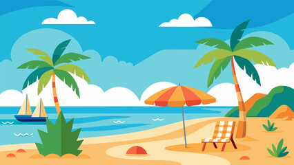 Beach Design Banner With Hello summerBeach Design Banner With Hello summer