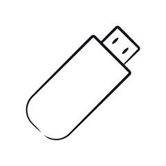 Sketch of USB flash drives isolated. Contour technologies. Linear office facility. Pencil drawing of object on white background. Vector illustration
