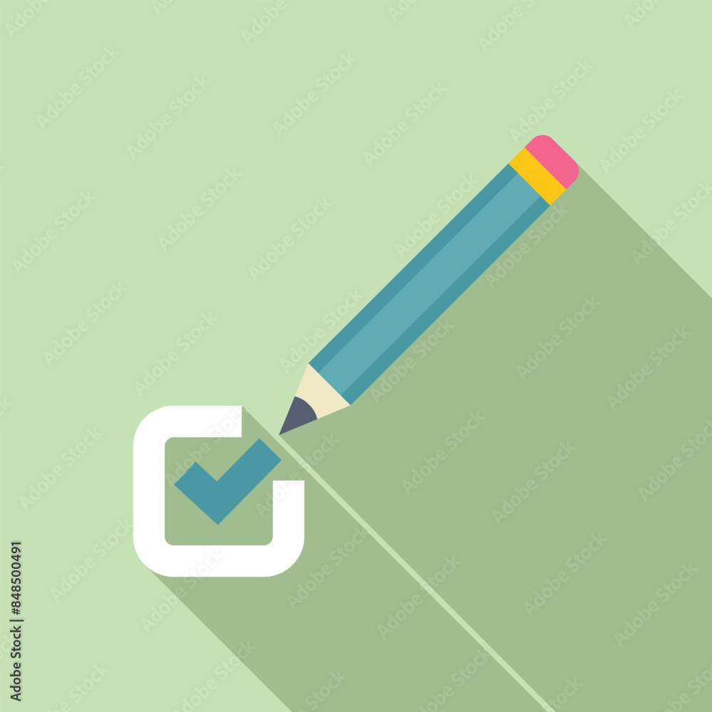 Poster pencil is placing a checkmark in a checkbox, symbolizing a completed task