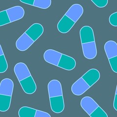 Medicine pills seamless cartoon doctors care pattern for wrapping paper