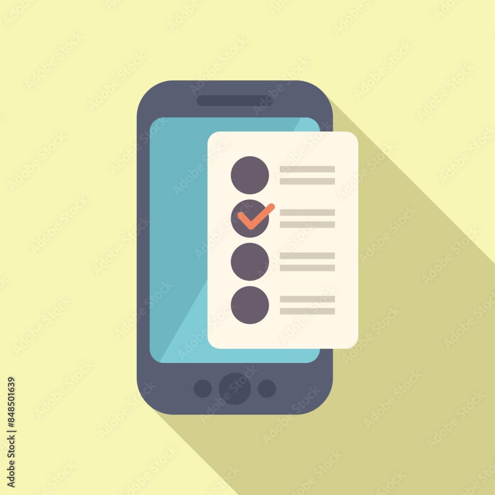 Poster smartphone displaying a checklist with a checkmark, symbolizing task completion and productivity