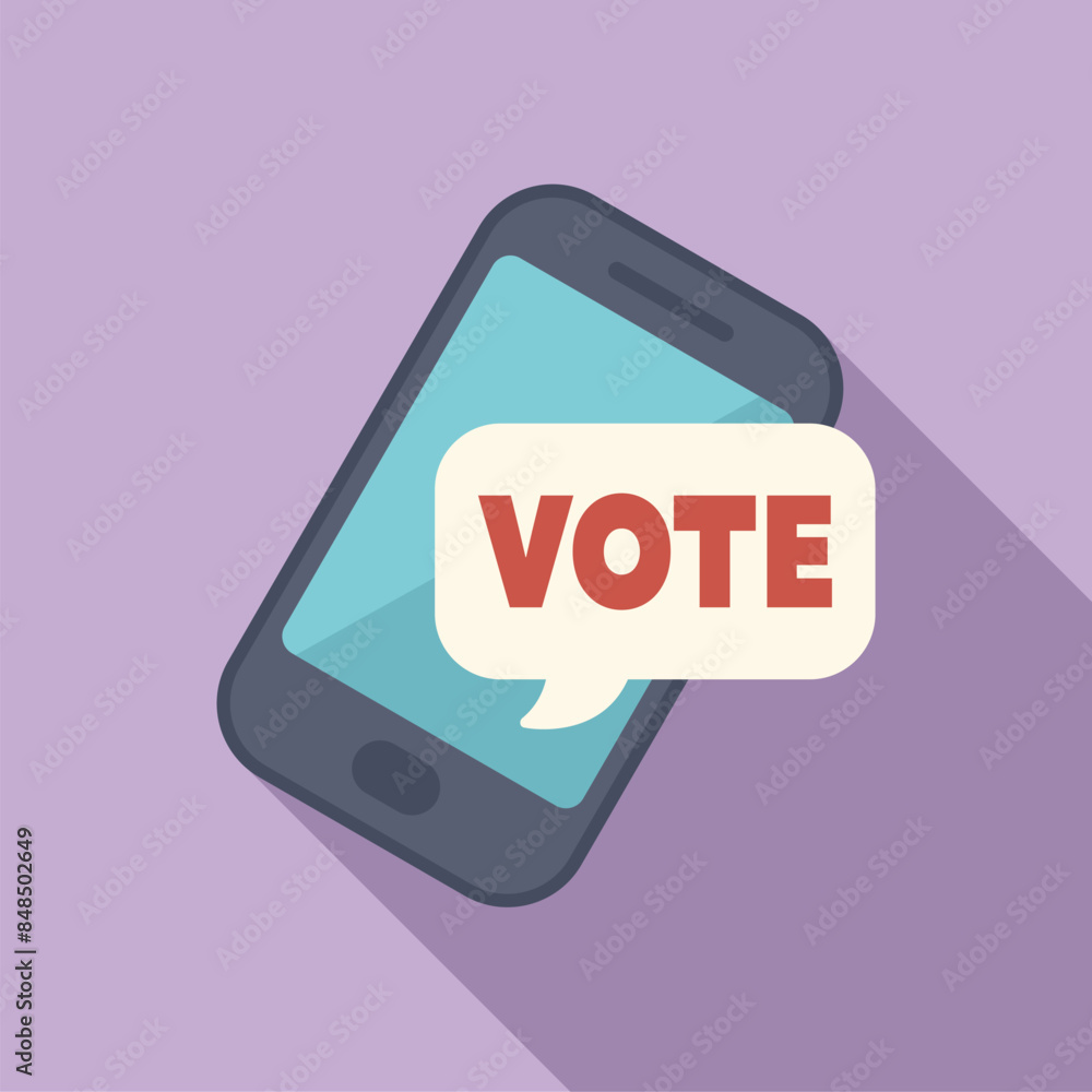 Poster online voting concept with smartphone showing vote message on screen
