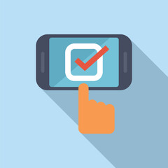 Hand is touching screen of smartphone with check mark in check box