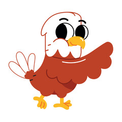 Vector Funny Bold Eagle Cartoon Celebrate 4th July Illustration Isolated