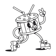 Vector Funny Drum Cartoon Celebrate 4th July Illustration Isolated