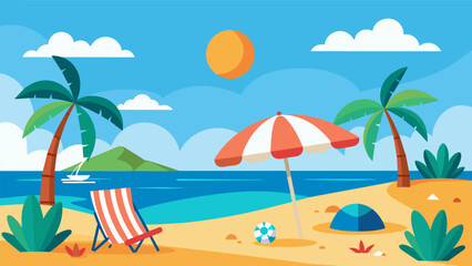 Summer beach scene banner design background