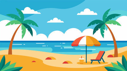 Obraz premium Summer beach scene banner design background