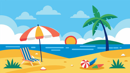 Summer beach scene banner design background