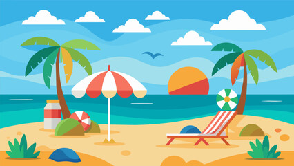 Obraz premium Summer beach scene banner design background