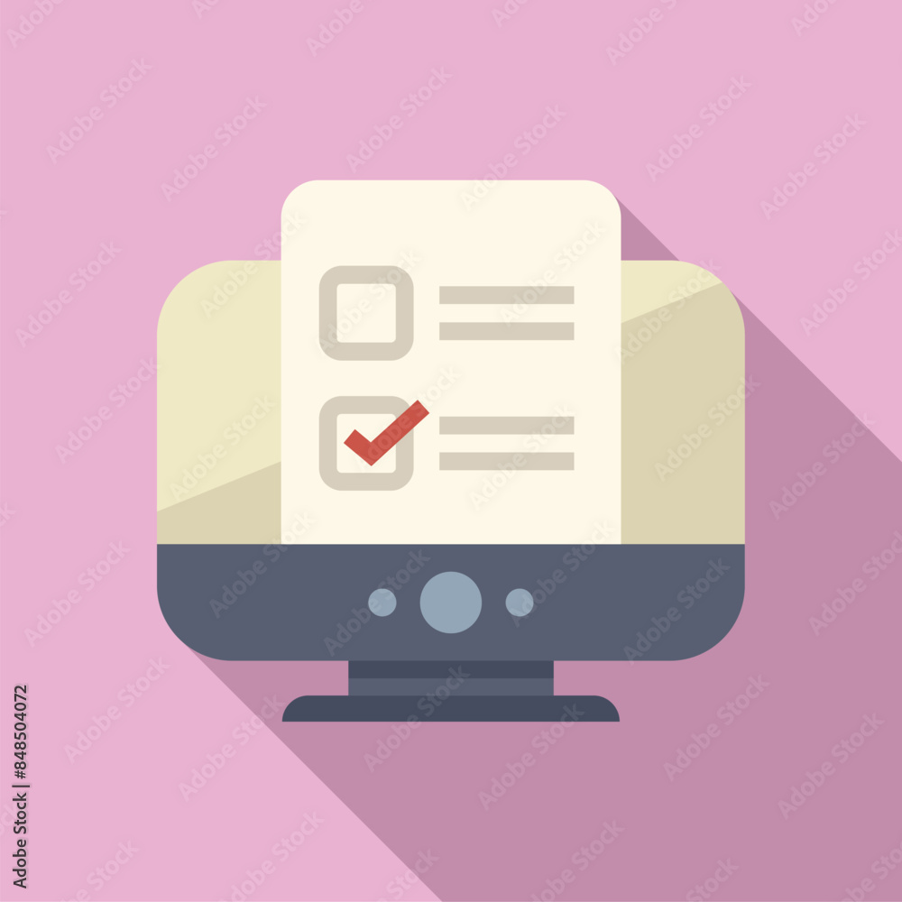 Poster desktop computer is showing an online survey being filled out with one of the checkboxes checked