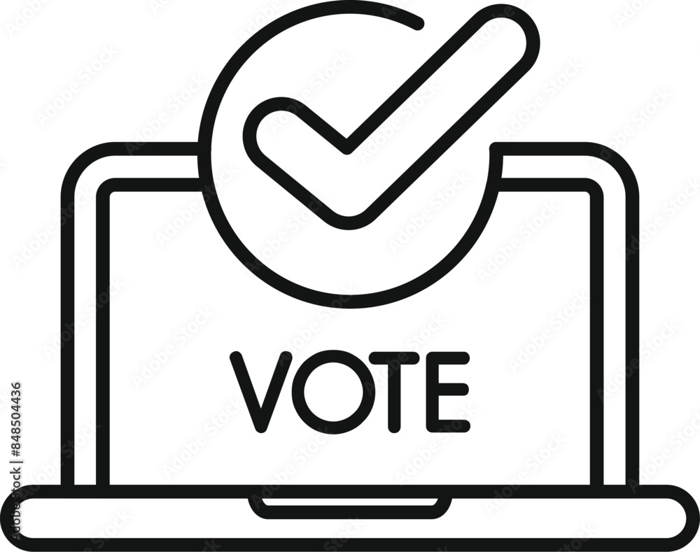 Poster online voting system showing validated vote on laptop screen