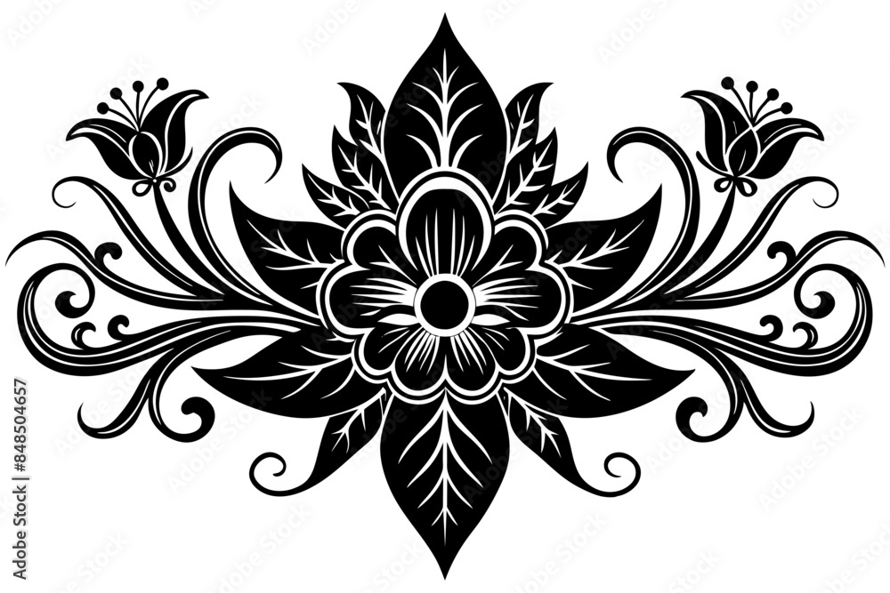 Poster Vector ornamental floral element silhouette image