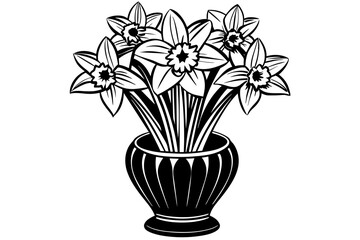 Vase with flowers silhouette image