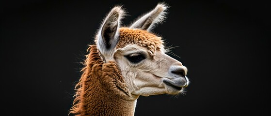 Obraz premium Alpaca domesticated mammal known for its soft fur and gentle demeanor, valued for its wool production and adaptability to diverse climates