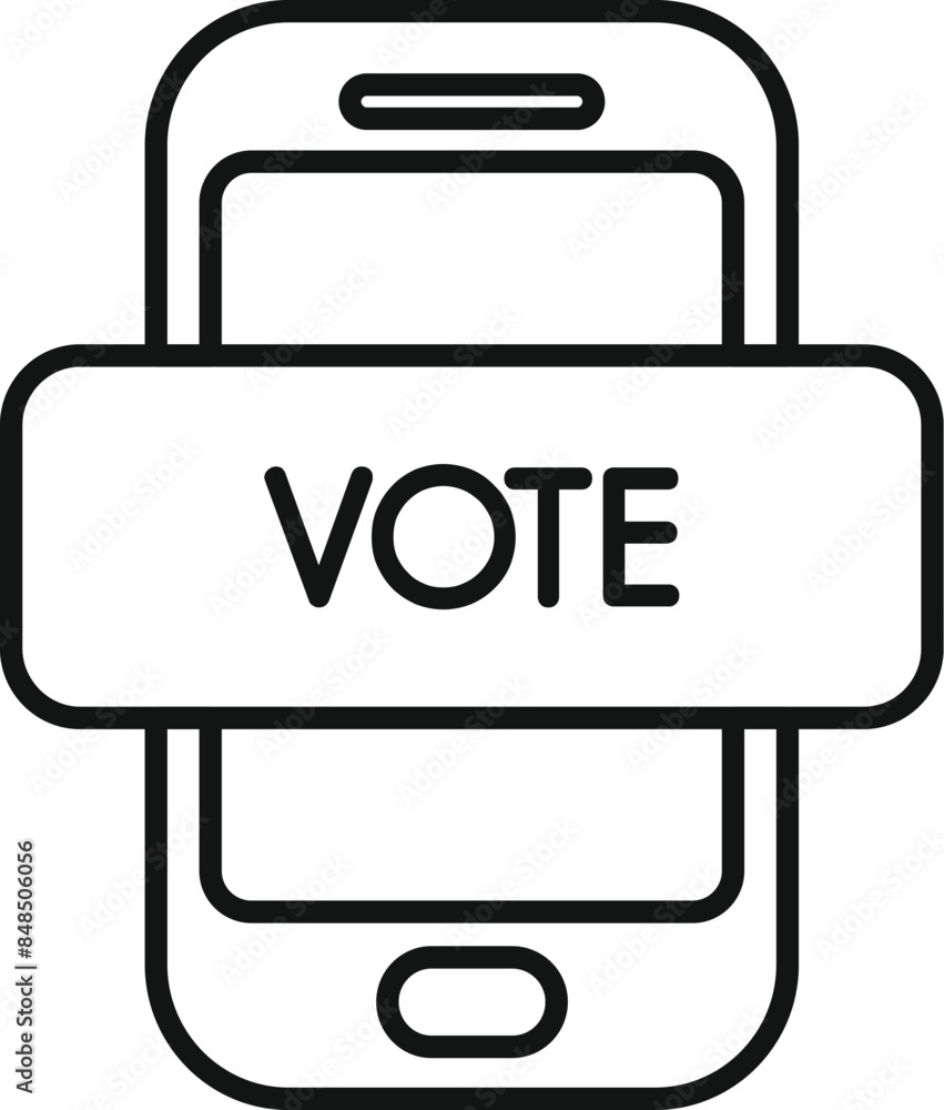 Poster simple icon of a smartphone showing a vote button for online voting system