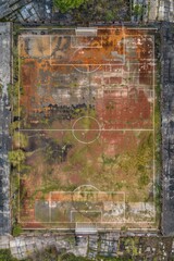Aerial view of abandoned football and soccer field Generative AI