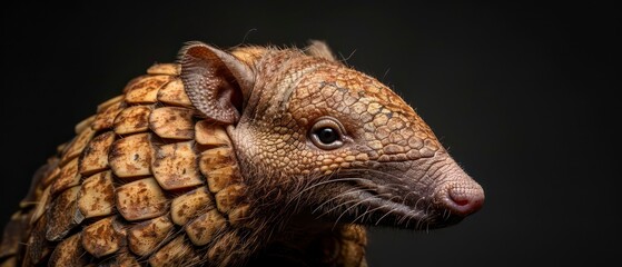 Obraz premium Armadillo mammal known for its armored shell and burrowing habits, found in various habitats from grasslands to forests