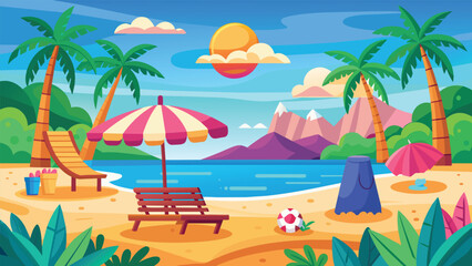 Obraz premium Summer beach scene banner design background