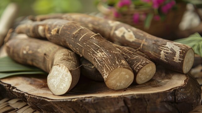 Raw cassava tuber Manihot esculenta