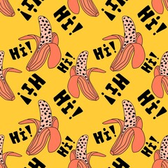 Abstract cartoon summer fruit seamless banana pattern for wrapping paper