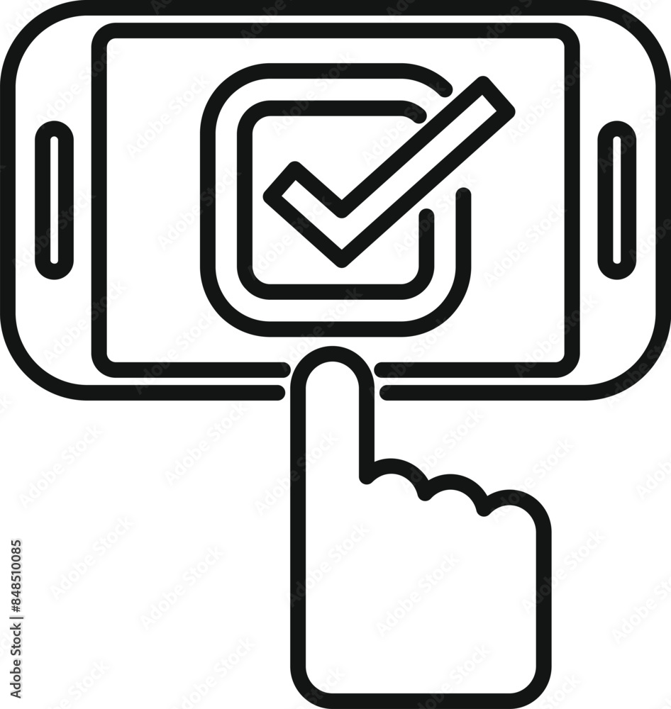 Poster hand is selecting a checkbox on a smartphone screen, indicating a choice being made