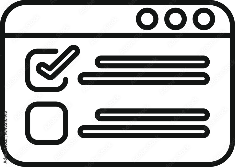 Poster simple icon of a web based survey or questionnaire being filled out with checkboxes