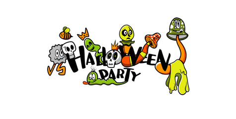 A unique doodle style illustration at the intersection of creepy and cute. The illustration is filled with original characters and thoughtful lines. Vector illustration.