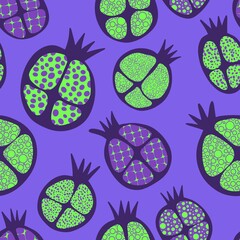 Abstract fruit seamless pomegranate pattern for wrapping paper and fabrics