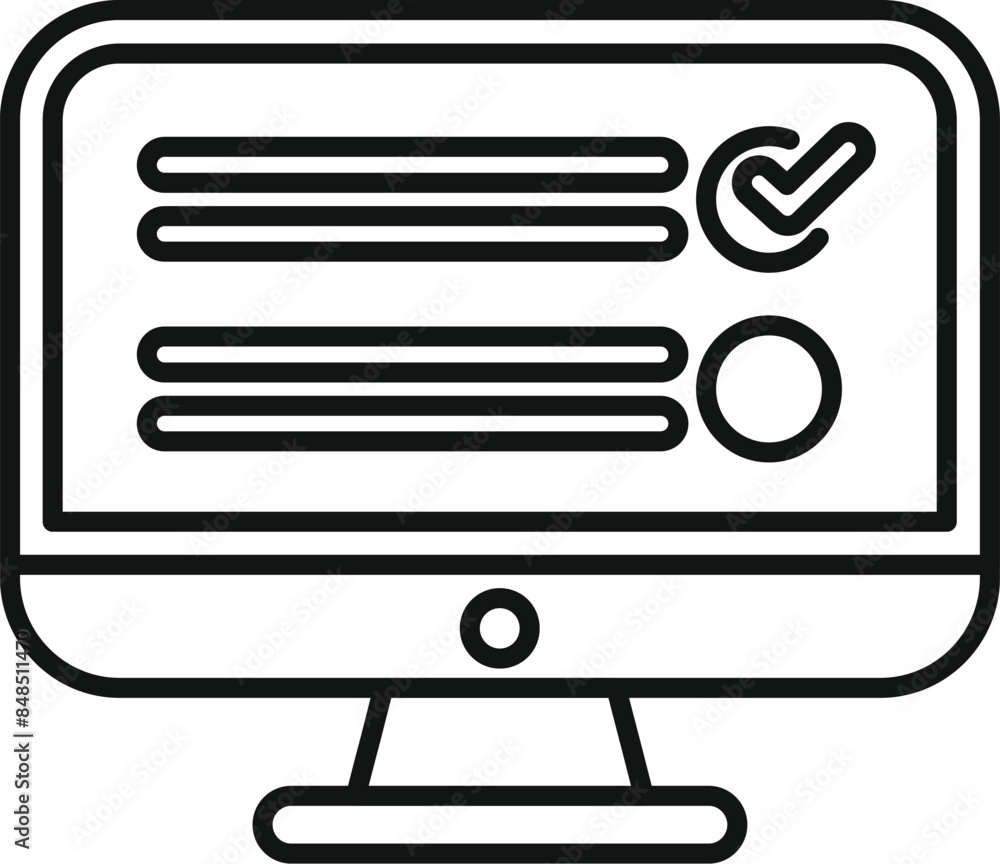 Poster computer screen showing an online survey with multiple choice answers, one of which is selected
