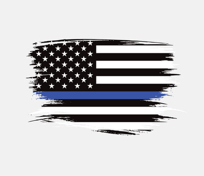 thin blue line american flag, grunge vector graphic design
