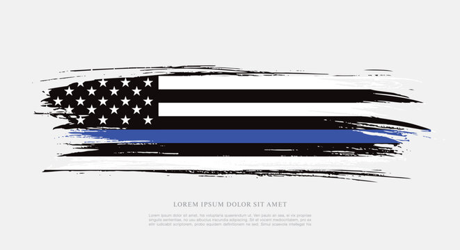 thin blue line american flag, grunge vector graphic design