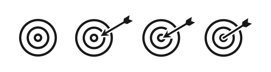 Target icon. Arrow moves to target. Goal. Vector