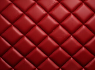 Fototapeta premium Luxurious red leather material with a classic diamond stitching pattern.